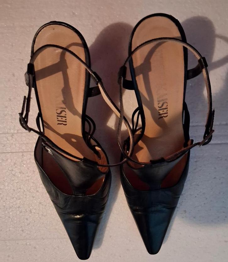 Elegante Zwarte leren sandalen merk Peter Kaiser - Maat 39, Kleding | Dames, Schoenen, Gedragen, Sandalen of Muiltjes, Zwart, Ophalen