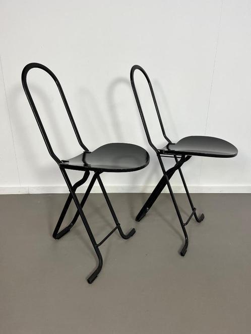 Dafne klapstoelen van Gastone Rinaldi voor Thema Italië 1979, Huis en Inrichting, Stoelen, Gebruikt, Zwart, Ophalen of Verzenden