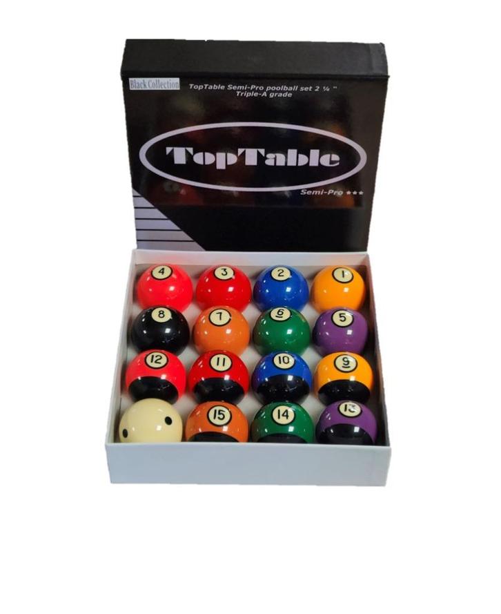 Poolballen TopTable Super A-Grade BLK 57,2mm, Sport en Fitness, Biljarten en Poolen, Nieuw, Keu of Ballen, Ophalen of Verzenden
