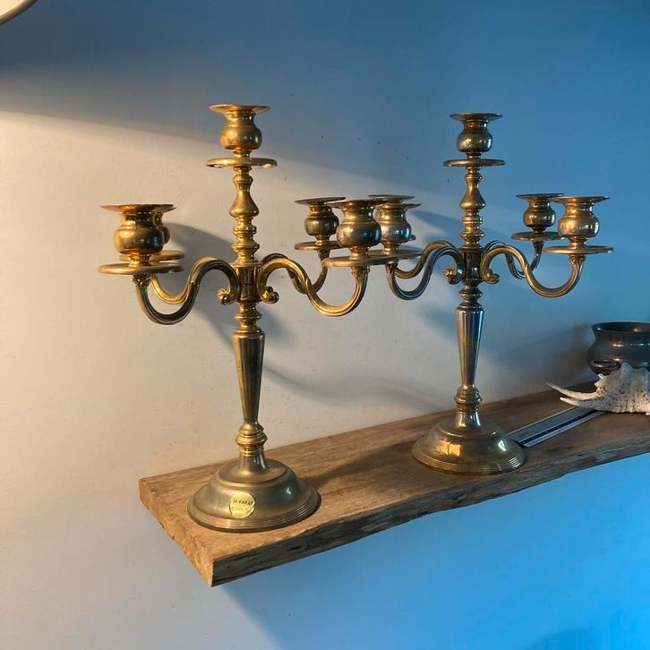 Vintage 24k Vergulde Kandelaars Set, Antiek en Kunst, Curiosa en Brocante, Ophalen of Verzenden