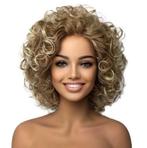 Mooie volle pruik kort krullend haar in blondmix, Sieraden, Tassen en Uiterlijk, Uiterlijk | Haarverzorging, Verzenden, Nieuw