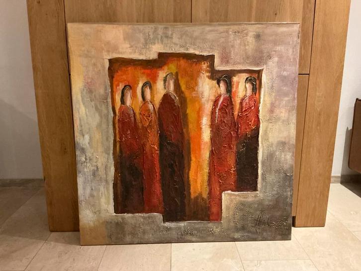 Schilderij Jan Thiele - Figuren in rood, Antiek en Kunst, Kunst | Schilderijen | Klassiek, Ophalen