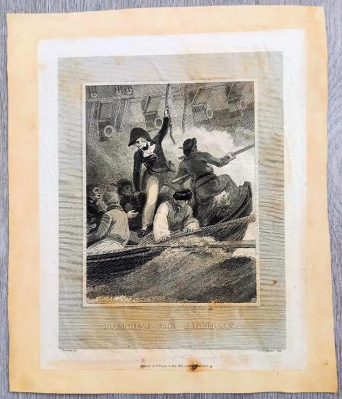 A62-89 Boarding the American - 1808, Antiek en Kunst, Kunst | Etsen en Gravures, Ophalen of Verzenden