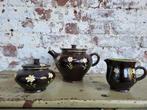 Brocante driedelig aardewerken theeset/ allegonda, Ophalen of Verzenden