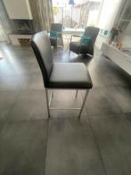 2 leren barkrukken RVS, Ophalen, Leer, Zo goed als nieuw, 90 cm of meer