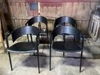 4 fraaie zwarte stoelen, Gebruikt, Zwart, Ophalen of Verzenden, Metaal