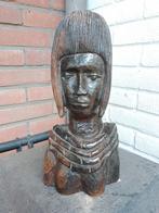 Houten buste beeld vrouw Afrika, hardhout, 27 cm, Ophalen