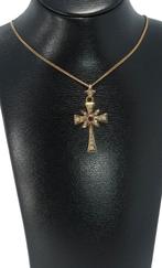 Blister parel kruis antiek 14k gouden ketting hanger granaat, Sieraden, Tassen en Uiterlijk, Antieke sieraden, Verzenden, Goud