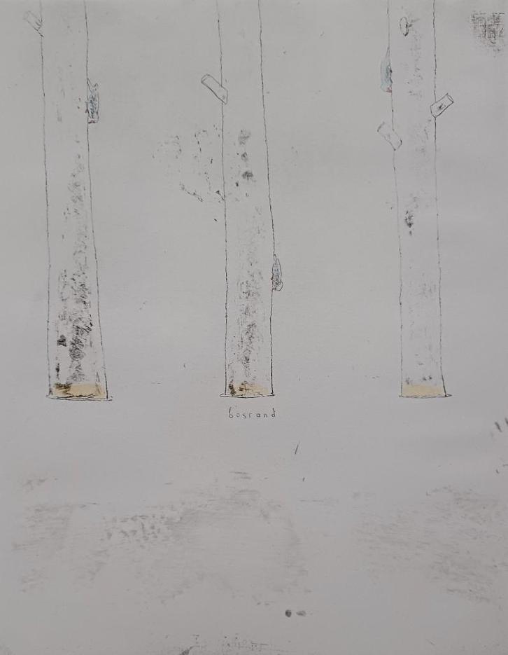 Hans Andringa - even - gesigneerde ets aquarel, Antiek en Kunst, Kunst | Etsen en Gravures, Ophalen of Verzenden