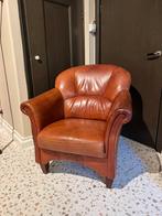 Cognac leren fauteuil, Huis en Inrichting, Fauteuils, Ophalen, Gebruikt, 75 tot 100 cm, Leer