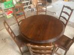 Ronde eiken eettafel, Ophalen, Gebruikt, 4 tot 6 stoelen