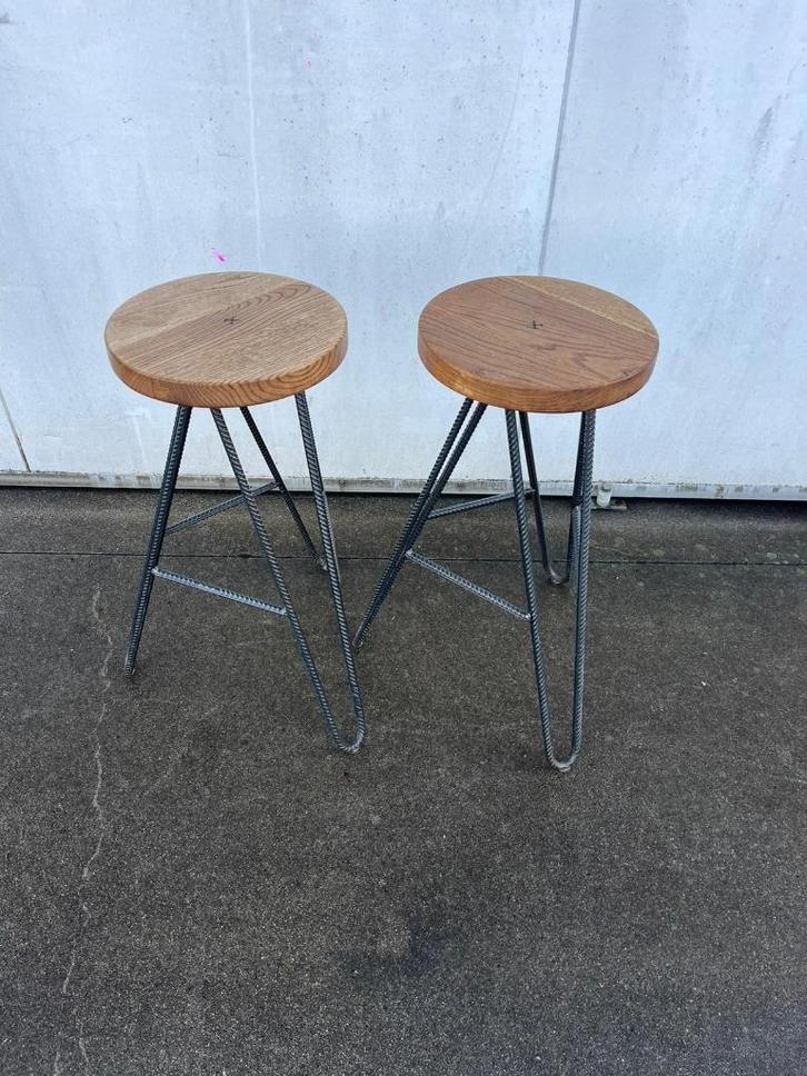 14 stuks horeca barkrukken mancave cafe krukken eiken, Huis en Inrichting, Barkrukken, Zo goed als nieuw, 60 tot 90 cm, Hout, Metaal