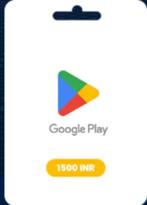 Google Play Gift Card – India (INR 1500) – Direct Levering, Eén persoon, Overige soorten, Overige typen