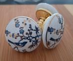 Witte porseleinen kastknop vogel blauw goud, Huis en Inrichting, Ophalen of Verzenden, Nieuw