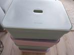 Te koop: 4 opbergdozen roze en groen, Huis en Inrichting, Ophalen, Kunststof, Gebruikt, 50 tot 100 cm
