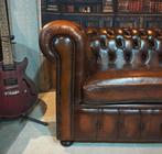 Originele Chesterfield bank | 2,5-zits | Cognacbruin leder, Gebruikt, Delta, Bollenmarkt 14c, 75 tot 100 cm