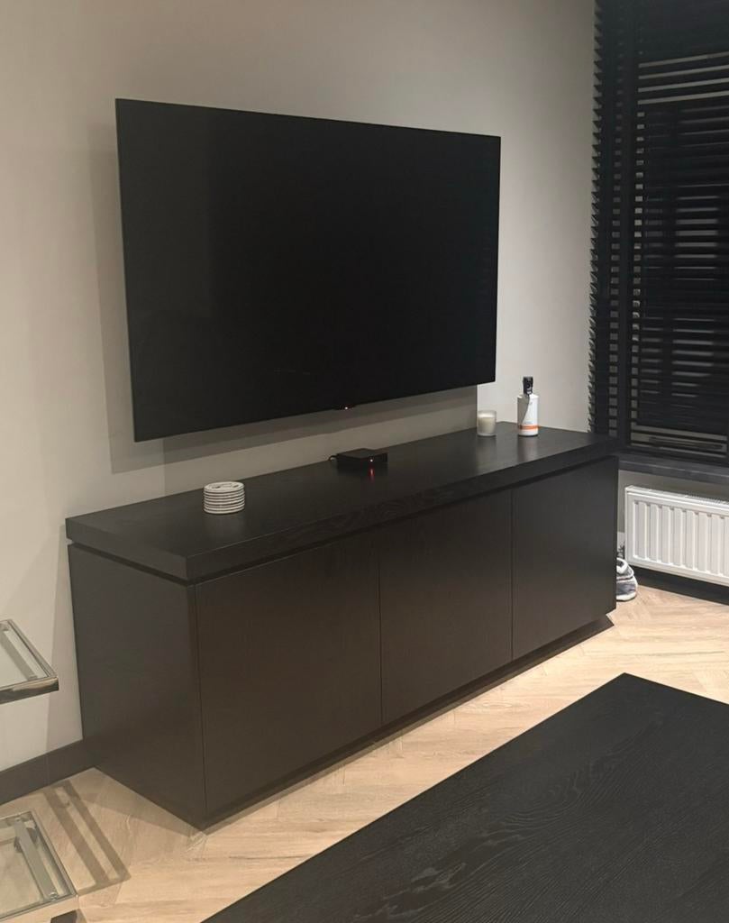 Zwarte zwevende tv kast - 175x50 cm, Ophalen, Overige materialen, 150 tot 200 cm, Zo goed als nieuw