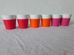 6 Bodum Bistro mokjes met siliconen ring, hg 8 cm, dsn 7,5 c, Huis en Inrichting, Keuken | Servies, Gebruikt, Ophalen of Verzenden