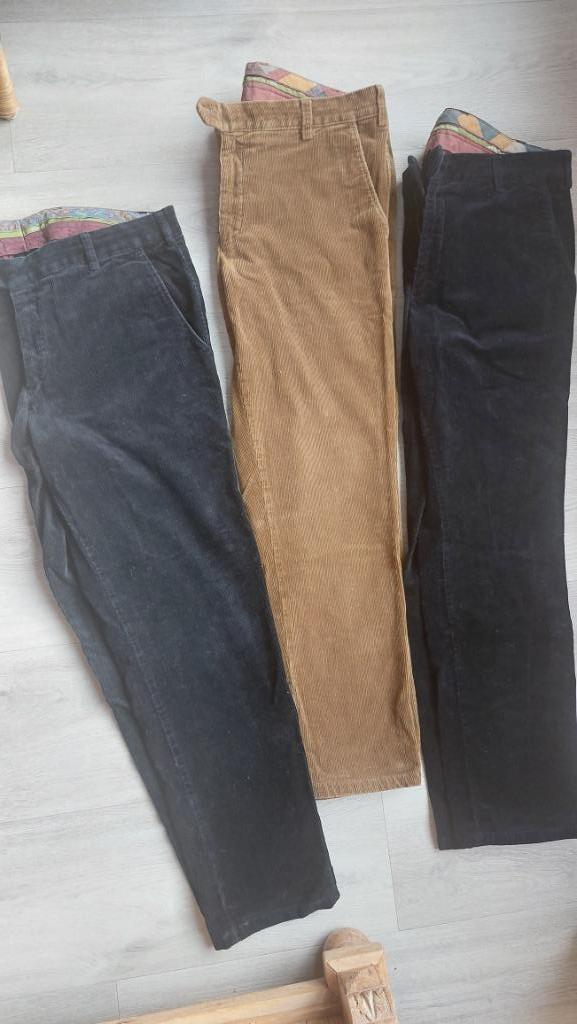 3 Warme ribbroeken Meyer mt 27. W101/L82  Setprijs kan p.st., Kleding | Heren, Broeken en Pantalons, Gedragen, Overige maten, Blauw