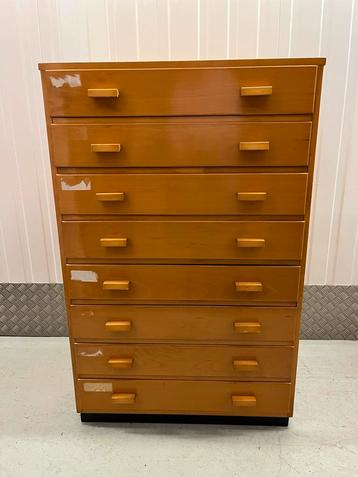 Vintage papierkast ladekast schoolkast atelier retro beschikbaar voor biedingen