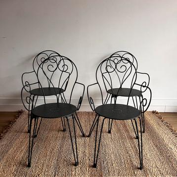 SALE !! 4 Franse tuinstoelen terras Brocante vintage beschikbaar voor biedingen