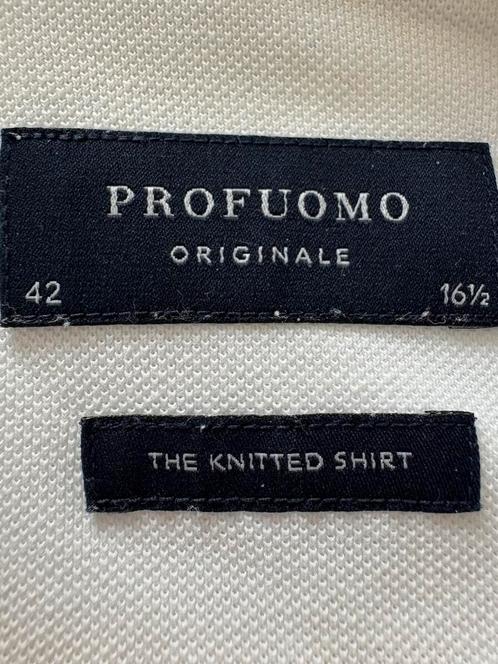Profuomo knitted shirt te koop aangeboden., Kleding | Heren, Overhemden, Gedragen, Halswijdte 41/42 (L), Wit, Ophalen of Verzenden
