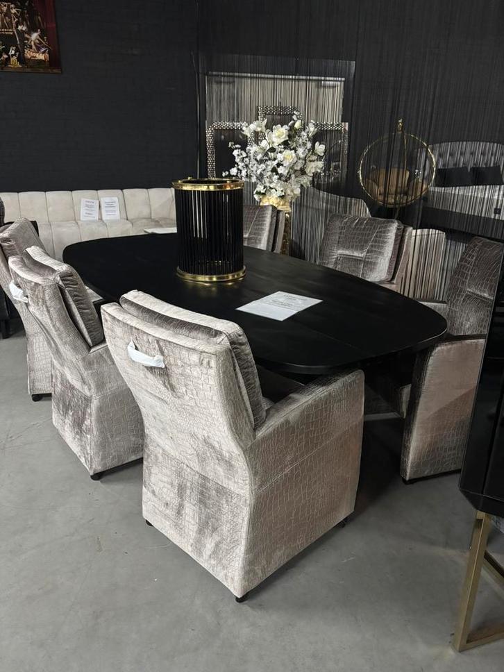 Velvet croco eetkamerstoelen XL, Huis en Inrichting, Complete eetkamers, Zo goed als nieuw, Ophalen of Verzenden