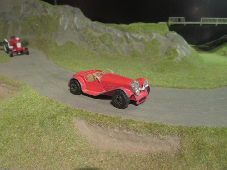 1:50 Jaguar SS 100 - Matchbox MB47 1982 rood bespeeld, Hobby en Vrije tijd, Modelauto's | Overige schalen, Gebruikt, Ophalen of Verzenden