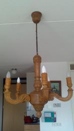 Mooie oude eiken lamp, Huis en Inrichting, Lampen | Hanglampen, Gebruikt, Hout, Eiken, 50 tot 75 cm