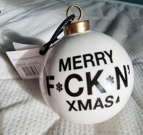 *NIEUW* MERRY FCKN XMAS KERSTBAL PORSELEIN 12,- EURO VASTE, Diversen, Kerst, Nieuw, Ophalen of Verzenden