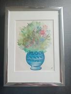 Aquarel Stilleven met bloemen gesigneerd, Antiek en Kunst, Verzenden