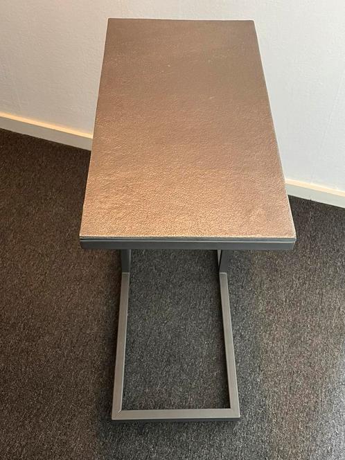 Antraciet stalel bijzettafel, Huis en Inrichting, Tafels | Bijzettafels, Zo goed als nieuw, Rechthoekig, 60 cm of meer, Minder dan 55 cm