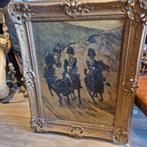 Antiek schilderij militairen, Ophalen of Verzenden
