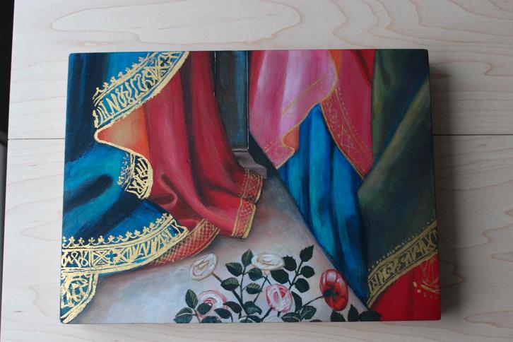 Schilderijtjes in olieverf en tempera met goud, Antiek en Kunst, Kunst | Schilderijen | Klassiek, Ophalen