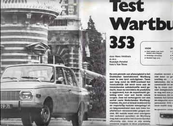 Roadtest WARTBURG 353, Autovisie 1971. beschikbaar voor biedingen