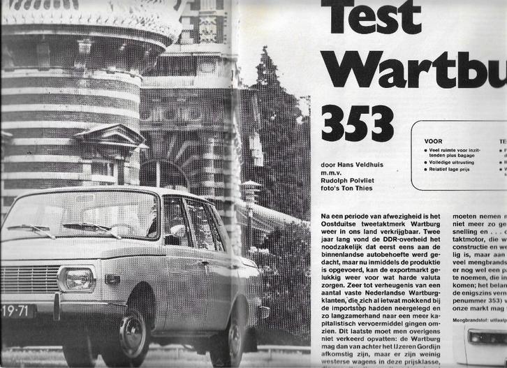 Roadtest WARTBURG 353, Autovisie 1971., Boeken, Auto's | Folders en Tijdschriften, Zo goed als nieuw, Algemeen, Verzenden