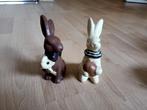 2 beeldjes van hazen / konijnen, Ophalen, Zo goed als nieuw, Dier