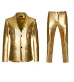 Heren gouden kostuum pak blazer goud colbert broek feest, Verzenden, Nieuw, Overige maten, Overige kleuren