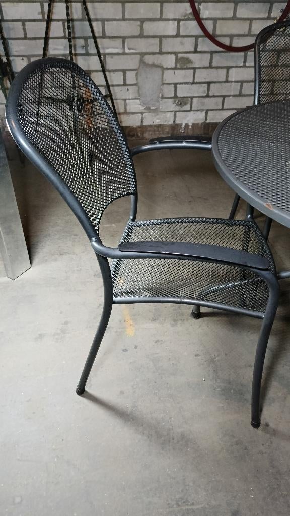 Tuinset metaal 5-delig: tafel Ø89 + 4 stoelen, Tuin en Terras, Tuinsets en Loungesets, Ophalen, Gebruikt, Tuinset, Eettafel