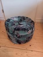 Unieke vintage retro ronde poef zitzak (velours), Huis en Inrichting, Zitzakken, Ophalen of Verzenden, Zo goed als nieuw, Overige kleuren