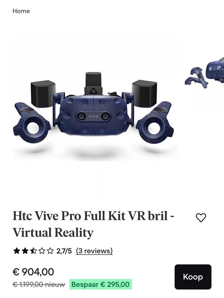 HTC Vive Pro VR Headset - Topconditie!, Spelcomputers en Games, Virtual Reality, Zo goed als nieuw, Pc, VR-bril, Ophalen
