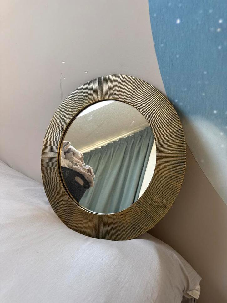 Gouden spiegel - 50 cm diameter, Huis en Inrichting, Woonaccessoires | Spiegels, Zo goed als nieuw, 50 tot 75 cm, Minder dan 100 cm