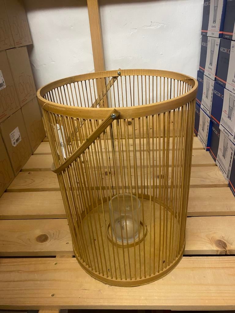 Bamboe windlicht, dille en kamille, windlicht, Ophalen, Zo goed als nieuw, Hout, 25 tot 50 cm