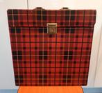 * Vintage vinyl lp platenkoffer rood zwart ruit smal (14) *, Verzenden, Gebruikt, Overige instrumenten