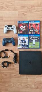 PS4 Slim + 2 Controllers + 4 Games, Spelcomputers en Games, Spelcomputers | Sony PlayStation 4, Met 2 controllers, Ophalen of Verzenden