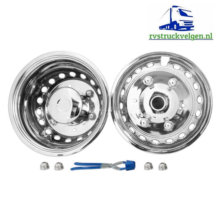 Mercedes Sprinter 16inch rvs wieldoppen set voor dubbellucht, Auto-onderdelen, Vrachtwagen-onderdelen, Iveco, Ophalen of Verzenden