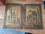 Koperen plaatjes  ridderzaal en gevangenis poort Den Haag, Antiek en Kunst, Ophalen of Verzenden