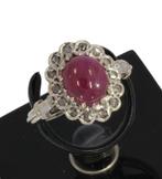 Robijn diamanten antieke vintage gouden dames ring retro, Ophalen of Verzenden, Goud, Ring, Met edelsteen