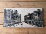 C.M. Leushuis People in the City 30x60, Ophalen, Zo goed als nieuw, Schilderij