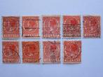 9 postzegels Nederland, 10 Cent 1924 en/of 1926, Wilhelmina, T/m 1940, Verzenden, Gestempeld
